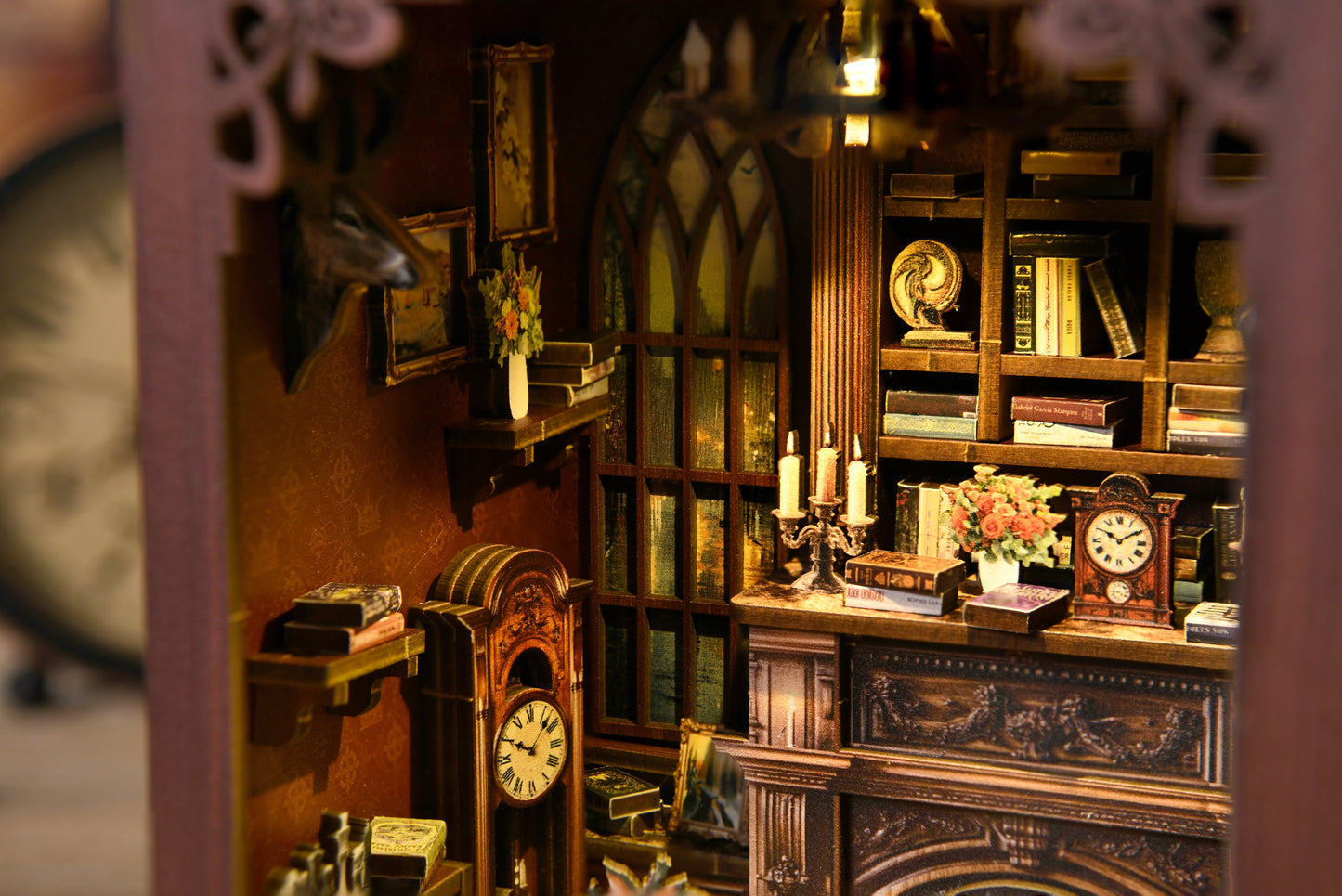 TJWFUNFUN Tiny Havens Collection – Twilight Library DIY Mini House Booknook, 194 PCS, Difficulty ★★★