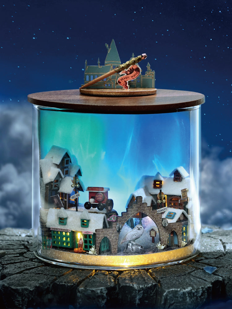 TJWFUNFUN Magic Light – DIY Dream Bottle Miniature Kit | Fantasy Village Scene with LED Light | Handcrafted Glass Jar Model for Magic Lovers & Collectors