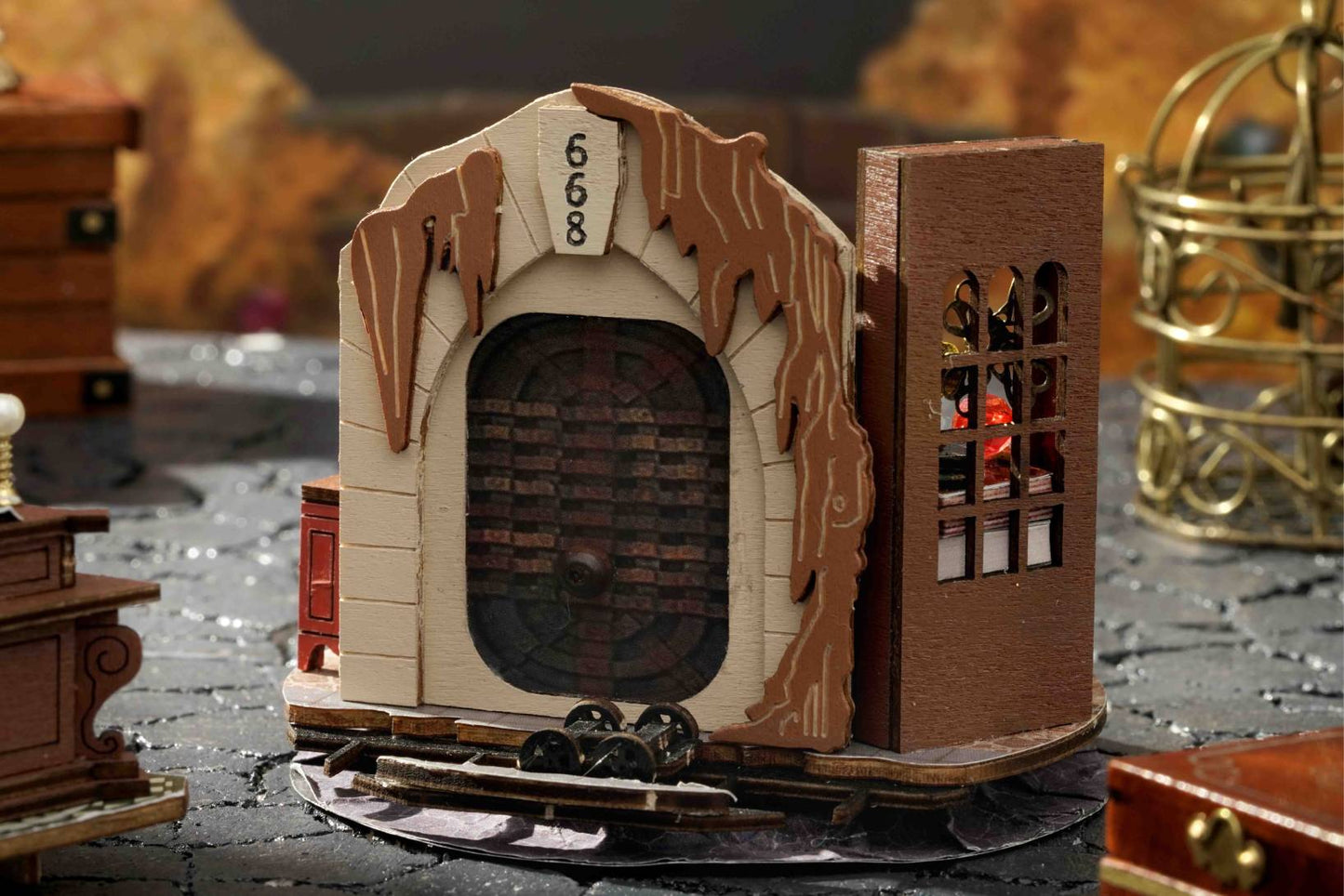 TJWFUNFUN Fantasy Treasure – DIY Dream Bottle Miniature Kit | Magic Vault Scene with LED Light | Handcrafted Glass Jar Model for Fantasy Lovers & Collectors