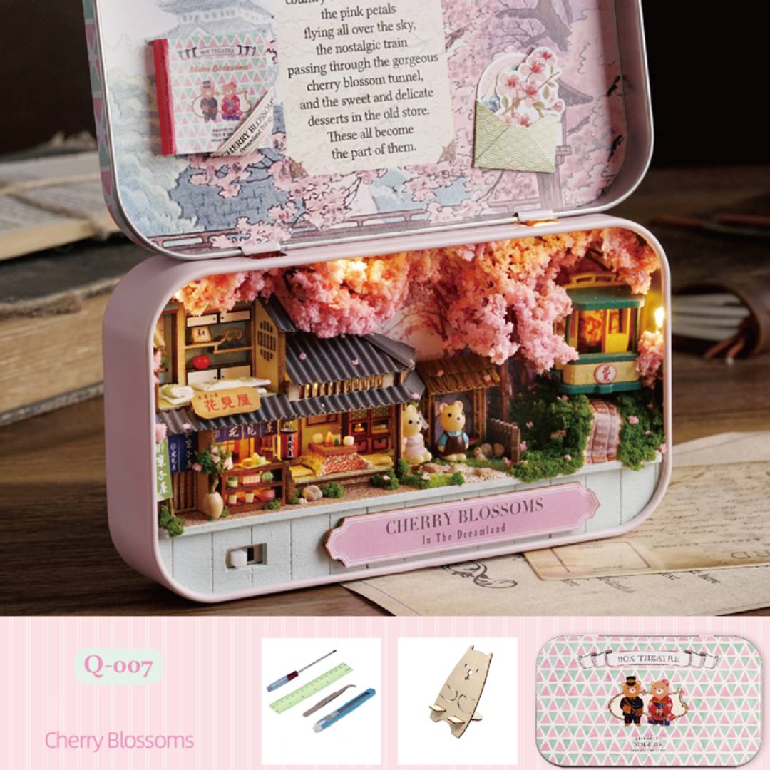 Cherry Blossoms Box Theatre – Dreamland Trilogy Miniature Kit | DIY Handcrafted Scene by TJWFUNFUN
