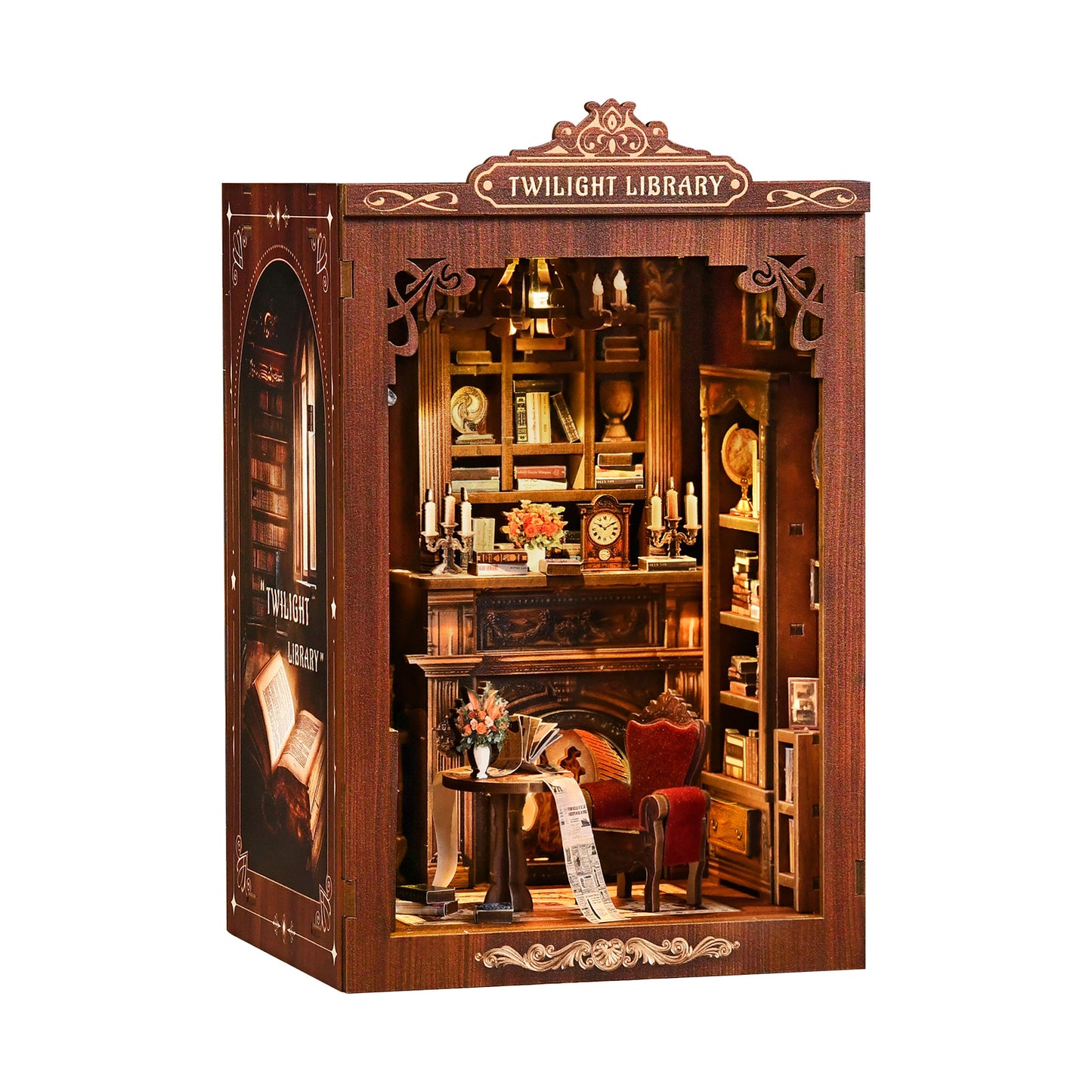 TJWFUNFUN Tiny Havens Collection – Twilight Library DIY Mini House Booknook, 194 PCS, Difficulty ★★★