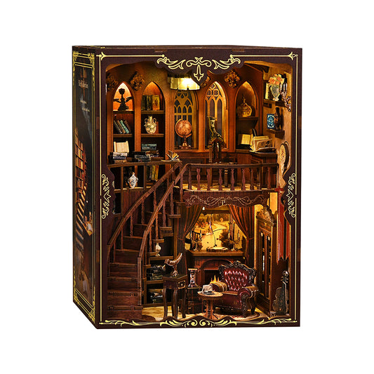 TJWFUNFUN DIY Miniature House – Ancient Study Book Nook Kit, 333 PCS, Difficulty: ★★★, LED Ambient Light, Creative Craft for Teens & Adults