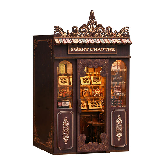 TJWFUNFUN Tiny Havens Collection – Sweet Chapter DIY Book Nook with LED Light, 189 PCS, Difficulty ★★★