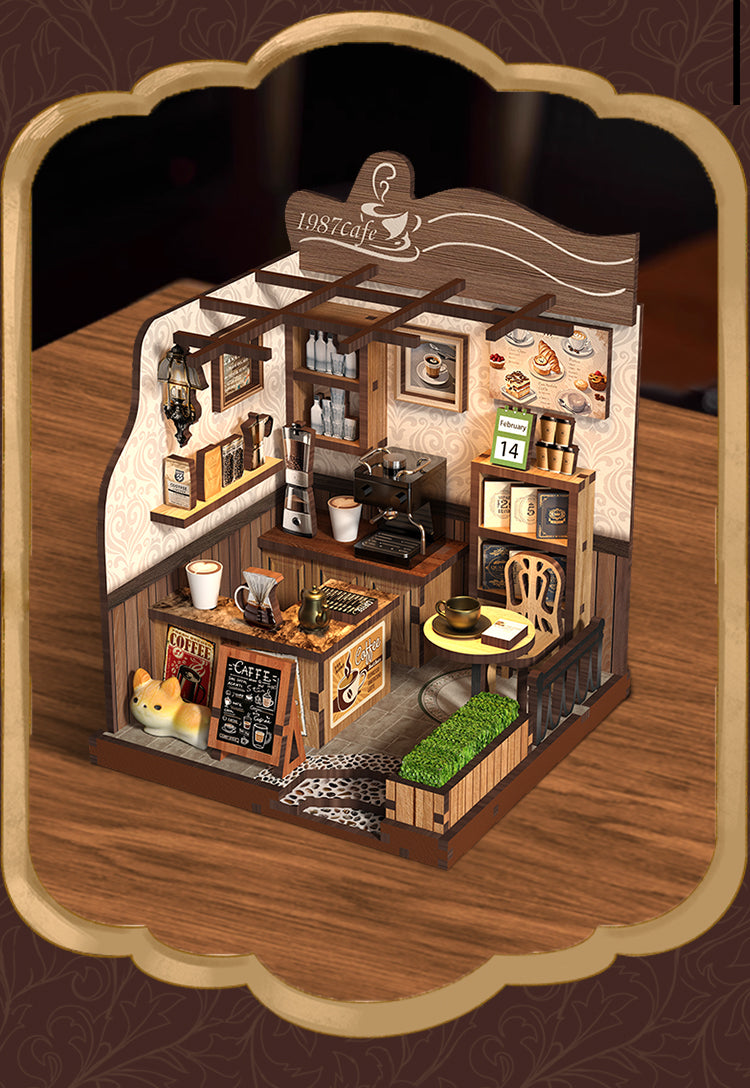 TJWFUNFUN Tiny Havens Collection – Country Cafe DIY Mini House Booknook, 77 PCS, Difficulty ★