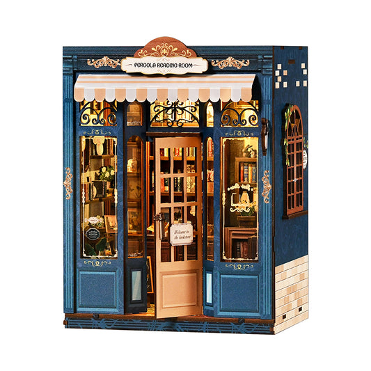 TJWFUNFUN DIY Miniature House – Pergola Reading Room Book Nook Kit, 255 PCS, Difficulty: ★★★, LED Touch Light, Creative Craft for Teens & Adults