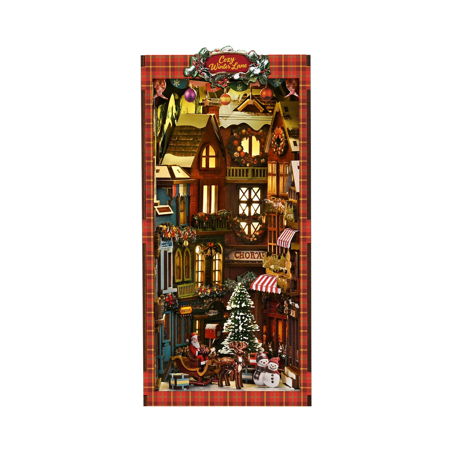 TJWFUNFUN Whispers of Stories Collection – Christmas Street Corner DIY Mini House Booknook, 296 PCS, Difficulty ★★★★☆