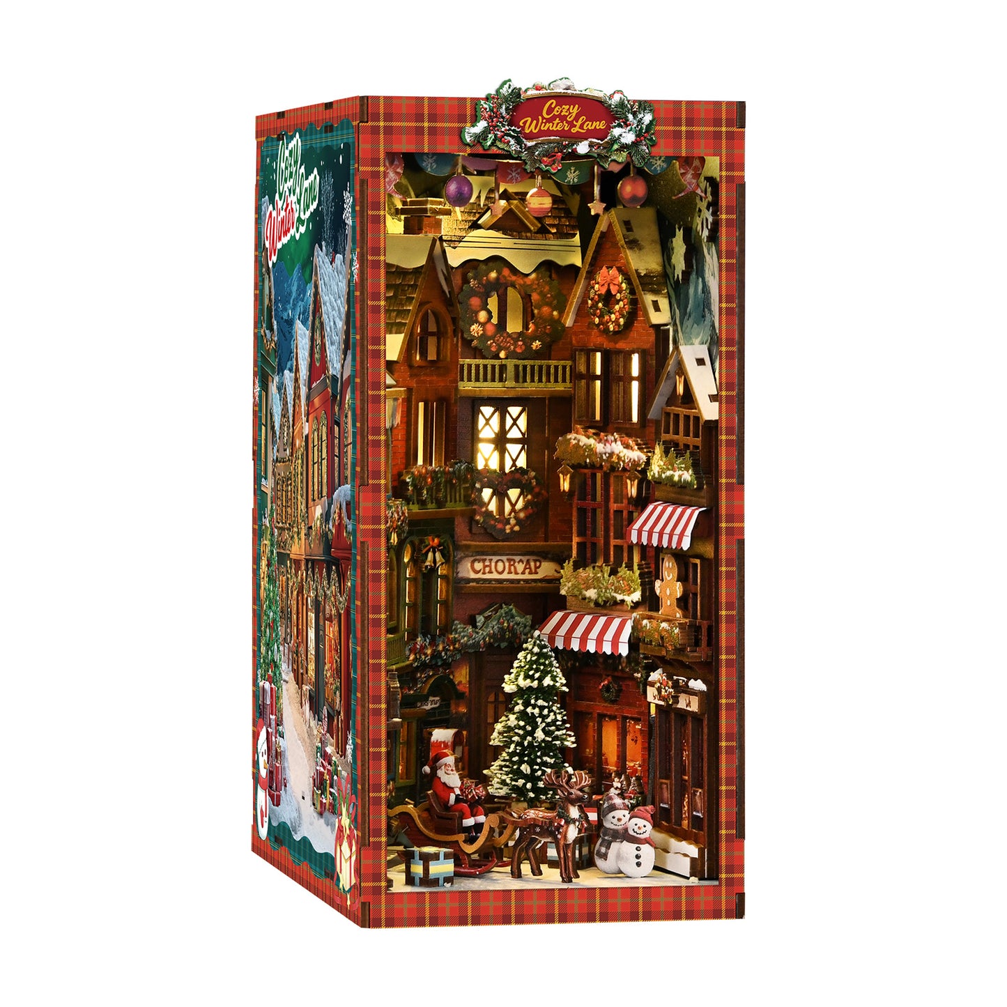 TJWFUNFUN Whispers of Stories Collection – Christmas Street Corner DIY Mini House Booknook, 296 PCS, Difficulty ★★★★☆