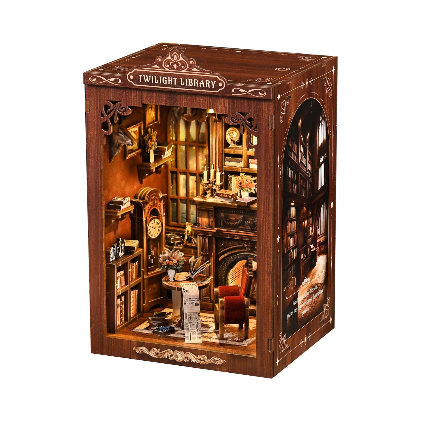 TJWFUNFUN Tiny Havens Collection – Twilight Library DIY Mini House Booknook, 194 PCS, Difficulty ★★★