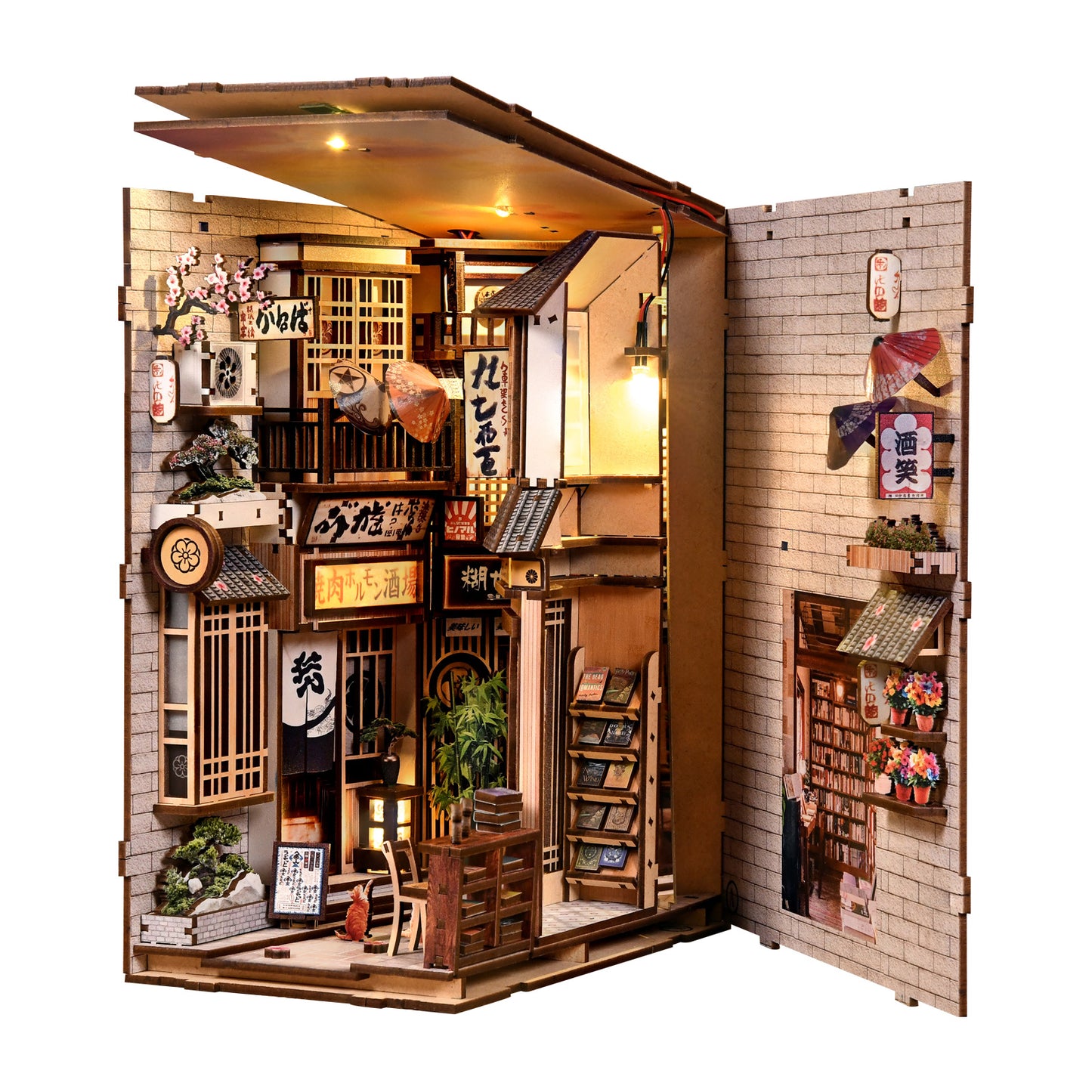 TJWFUNFUN Whispers of Stories Collection – The Alley Waiting for the Cat DIY Mini House Booknook, 280 PCS, Difficulty ★★★★