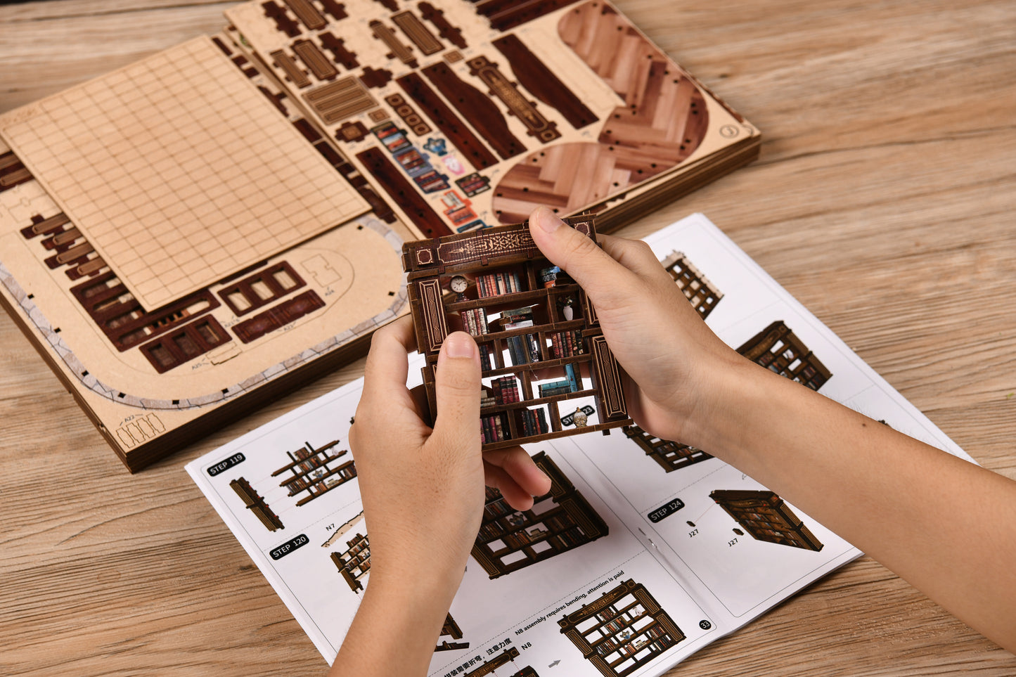 TJWFUNFUN Tiny Havens Collection – Dreamy Book Hall DIY Mini House with LED Light, 888 PCS, Difficulty ★★★★★