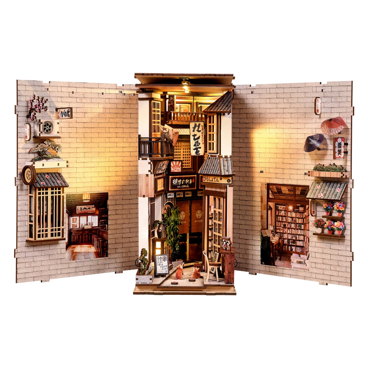 TJWFUNFUN Whispers of Stories Collection – The Alley Waiting for the Cat DIY Mini House Booknook, 280 PCS, Difficulty ★★★★
