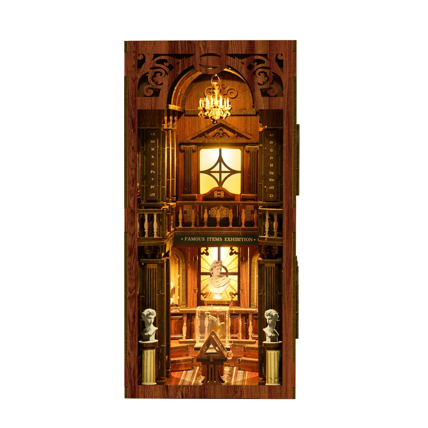 TJWFUNFUN The Philosophical Library DIY Book Nook Kit, 430PCS Wooden Miniature Bookshelf Diorama with LED Lights – Difficulty ★★★