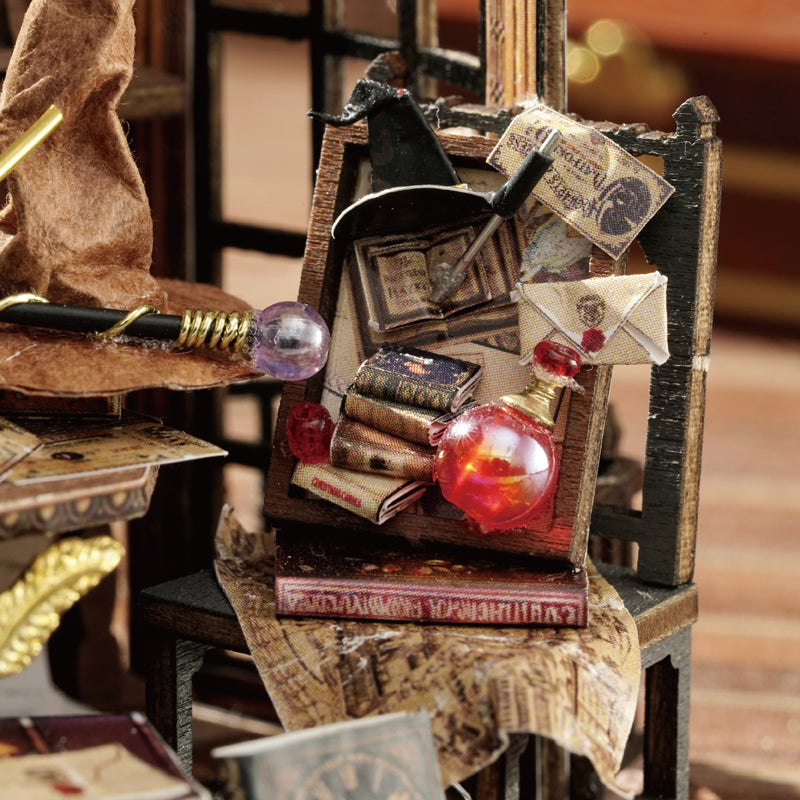 TJWFUNFUN Time Magic – DIY Dream Bottle Miniature Kit | Wizard Study Scene with LED Light | Handcrafted Glass Jar Model for Magic Lovers & Collectors