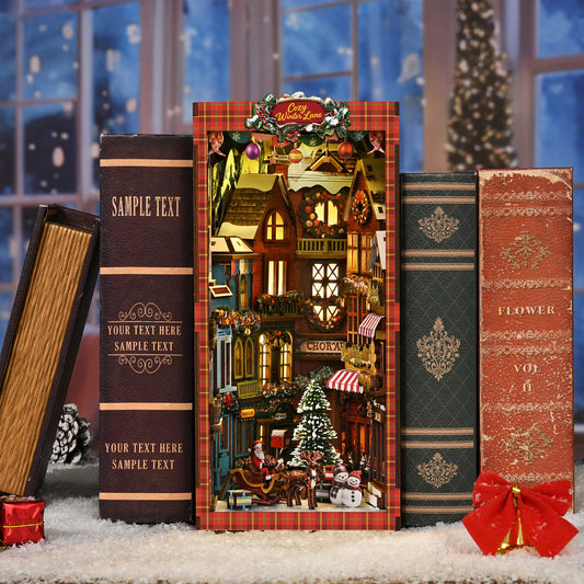 TJWFUNFUN Whispers of Stories Collection – Christmas Street Corner DIY Mini House Booknook, 296 PCS, Difficulty ★★★★☆