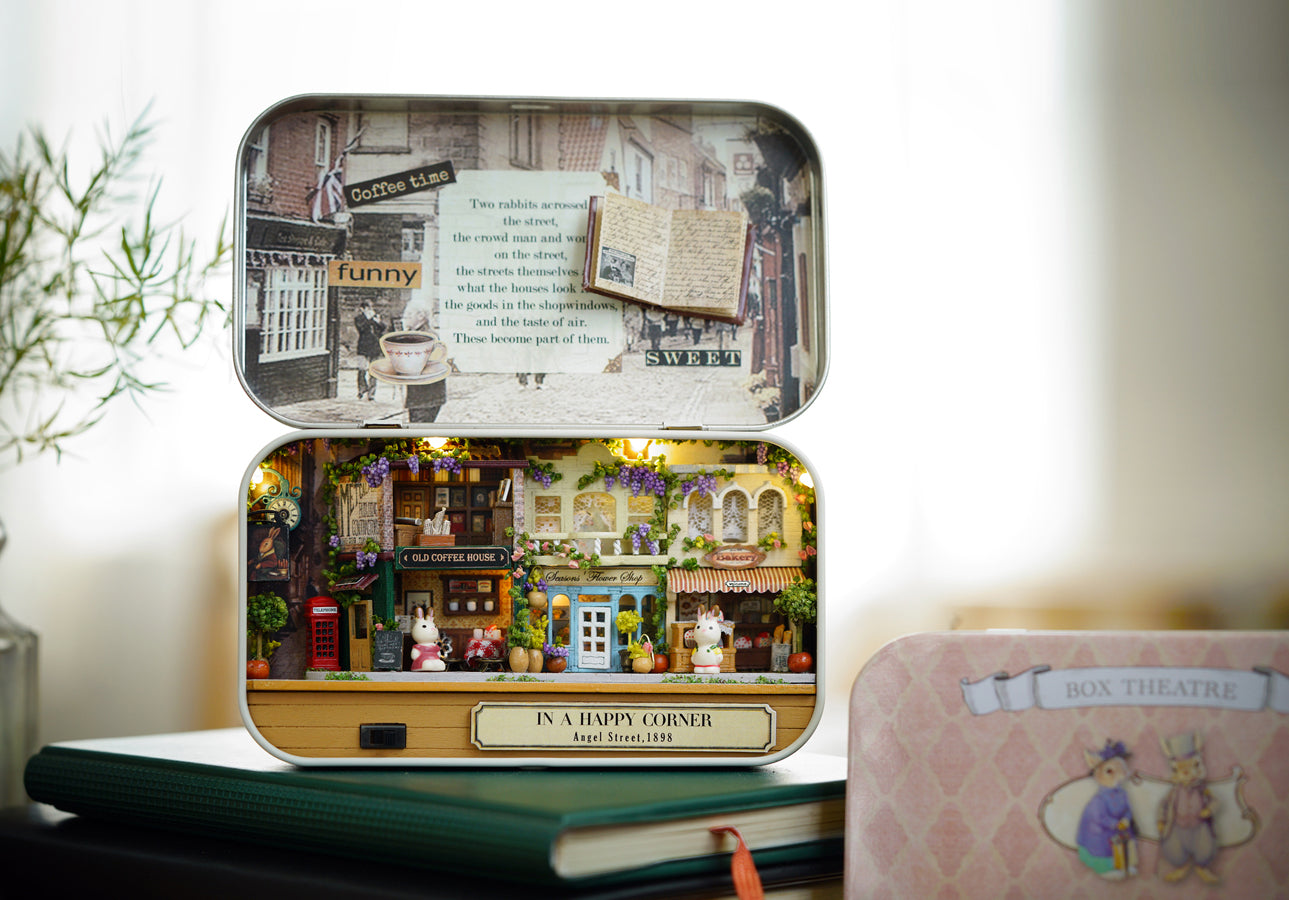 In a Happy Corner Box Theatre – Nostalgic Street Miniature Kit | DIY Handcrafted Scene by TJWFUNFUN