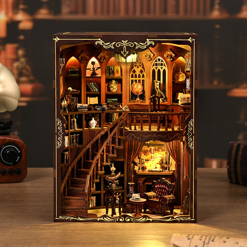 TJWFUNFUN DIY Miniature House – Ancient Study Book Nook Kit, 333 PCS, Difficulty: ★★★, LED Ambient Light, Creative Craft for Teens & Adults