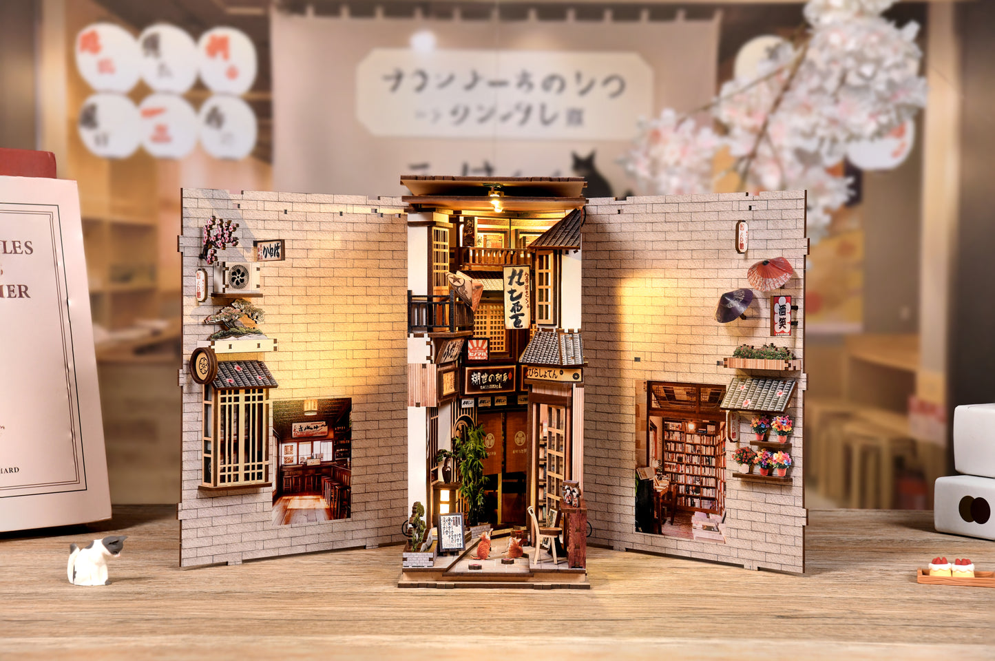 TJWFUNFUN Whispers of Stories Collection – The Alley Waiting for the Cat DIY Mini House Booknook, 280 PCS, Difficulty ★★★★