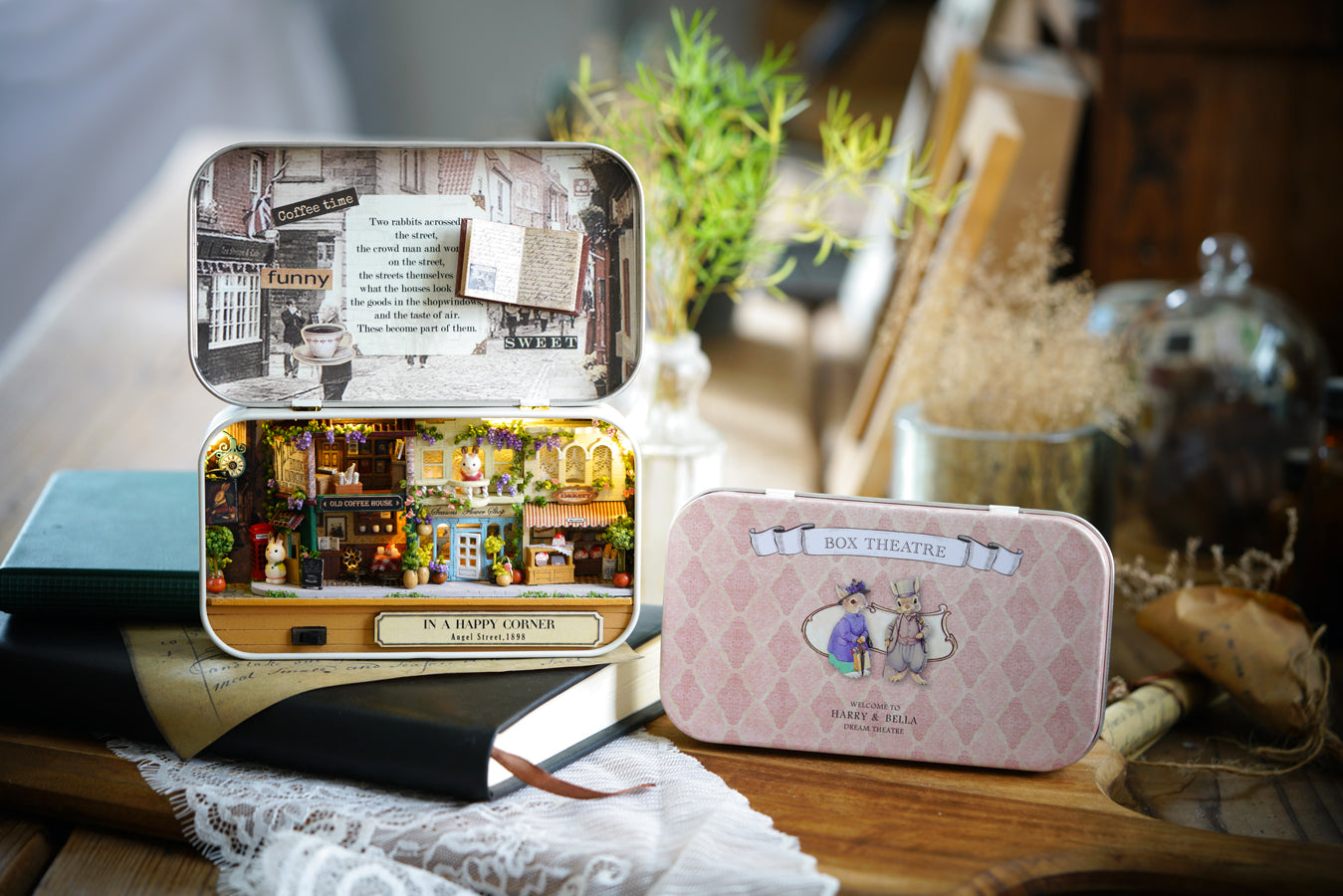 In a Happy Corner Box Theatre – Nostalgic Street Miniature Kit | DIY Handcrafted Scene by TJWFUNFUN