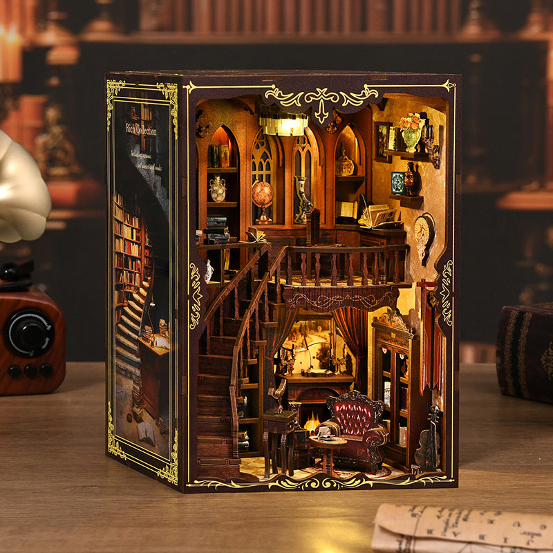 TJWFUNFUN DIY Miniature House – Ancient Study Book Nook Kit, 333 PCS, Difficulty: ★★★, LED Ambient Light, Creative Craft for Teens & Adults