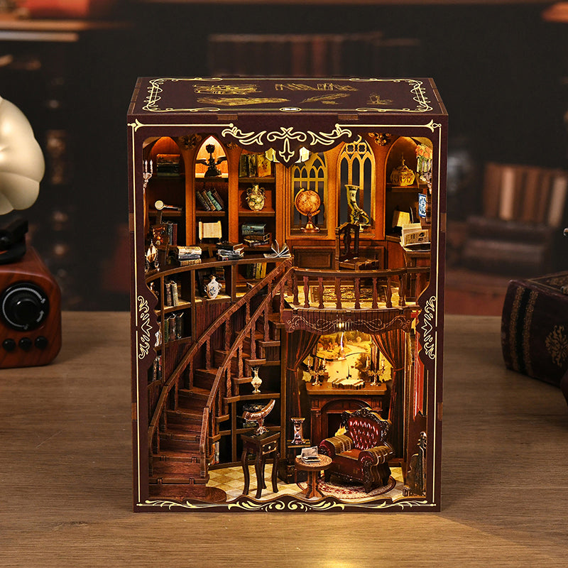 TJWFUNFUN DIY Miniature House – Ancient Study Book Nook Kit, 333 PCS, Difficulty: ★★★, LED Ambient Light, Creative Craft for Teens & Adults