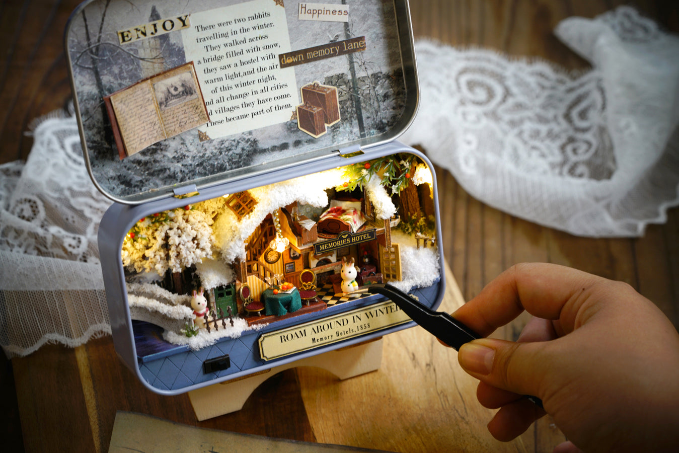 Roam Around in Winter Box Theatre – Winter Voyage Miniature Kit | DIY Handcrafted Scene by TJWFUNFUN