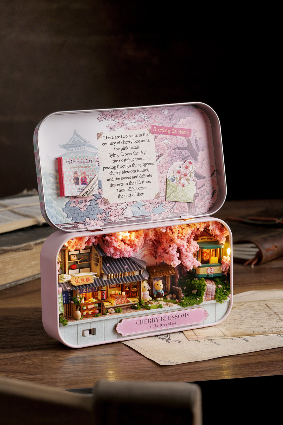 Cherry Blossoms Box Theatre – Dreamland Trilogy Miniature Kit | DIY Handcrafted Scene by TJWFUNFUN