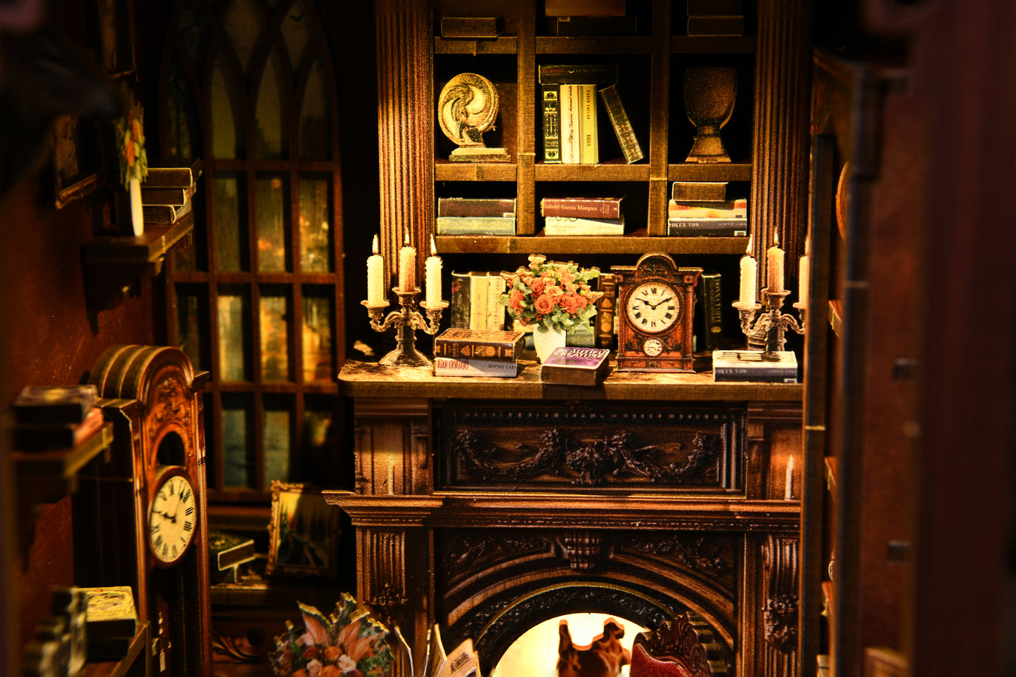 TJWFUNFUN Tiny Havens Collection – Twilight Library DIY Mini House Booknook, 194 PCS, Difficulty ★★★