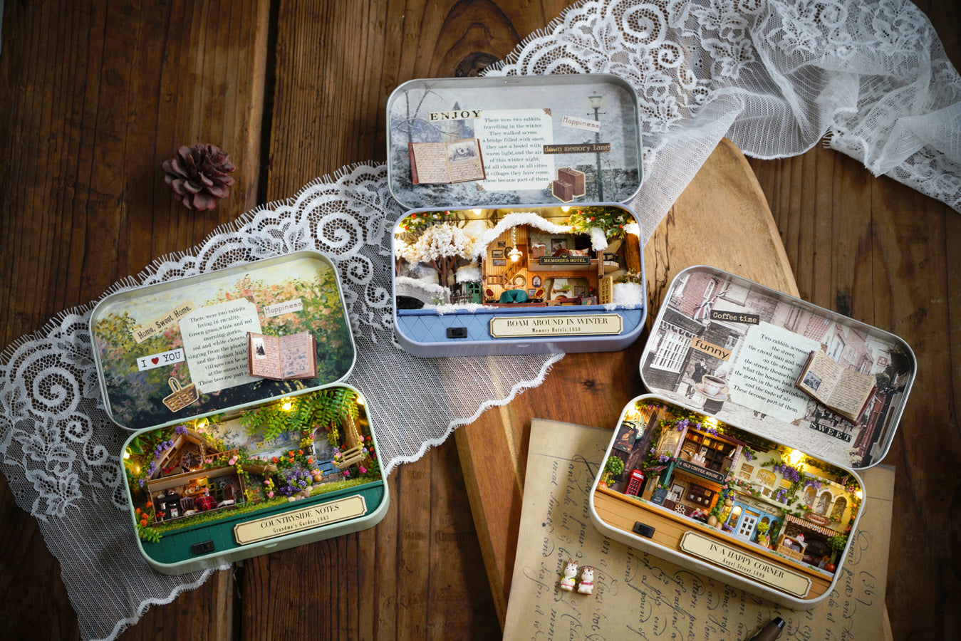 In a Happy Corner Box Theatre – Nostalgic Street Miniature Kit | DIY Handcrafted Scene by TJWFUNFUN