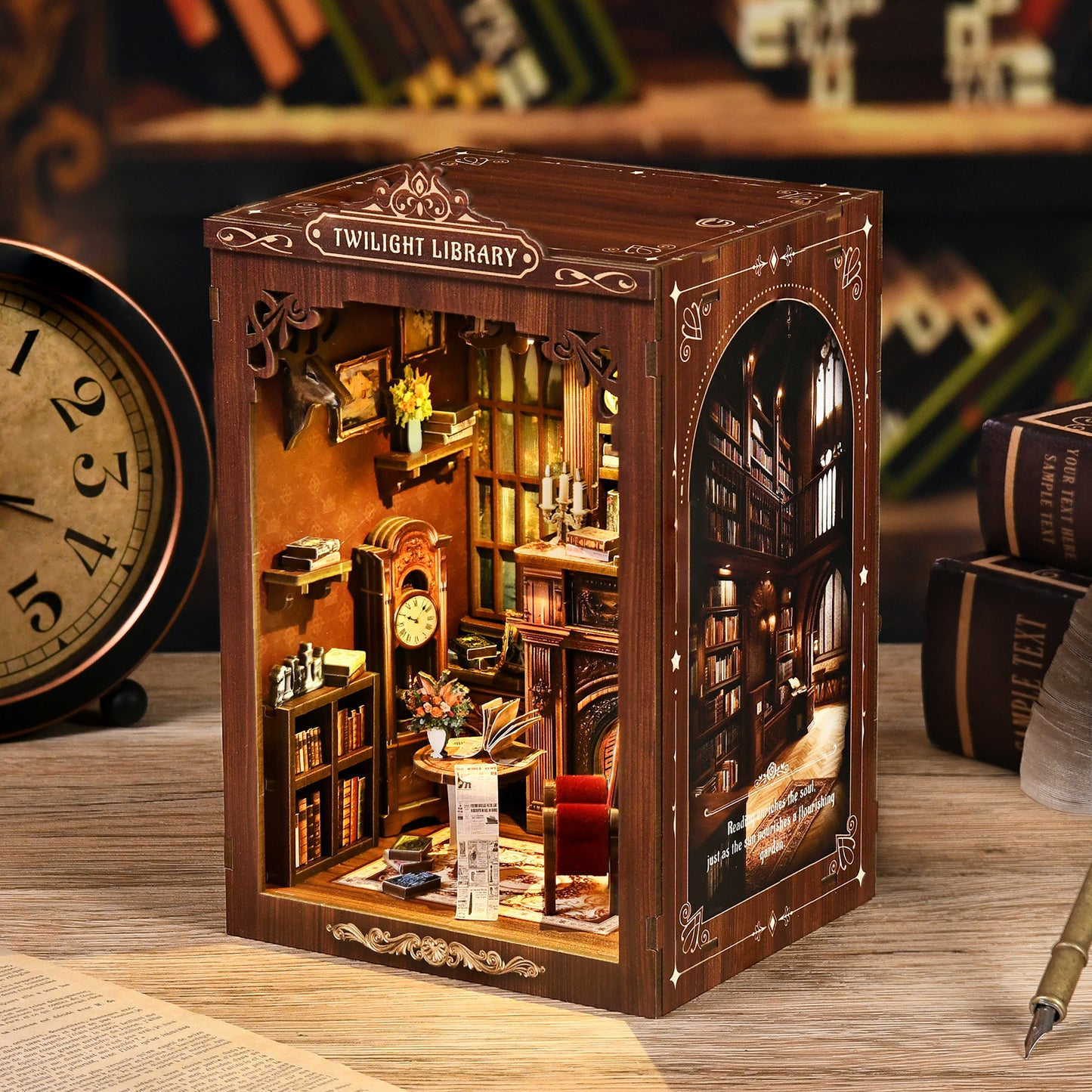 TJWFUNFUN Tiny Havens Collection – Twilight Library DIY Mini House Booknook, 194 PCS, Difficulty ★★★