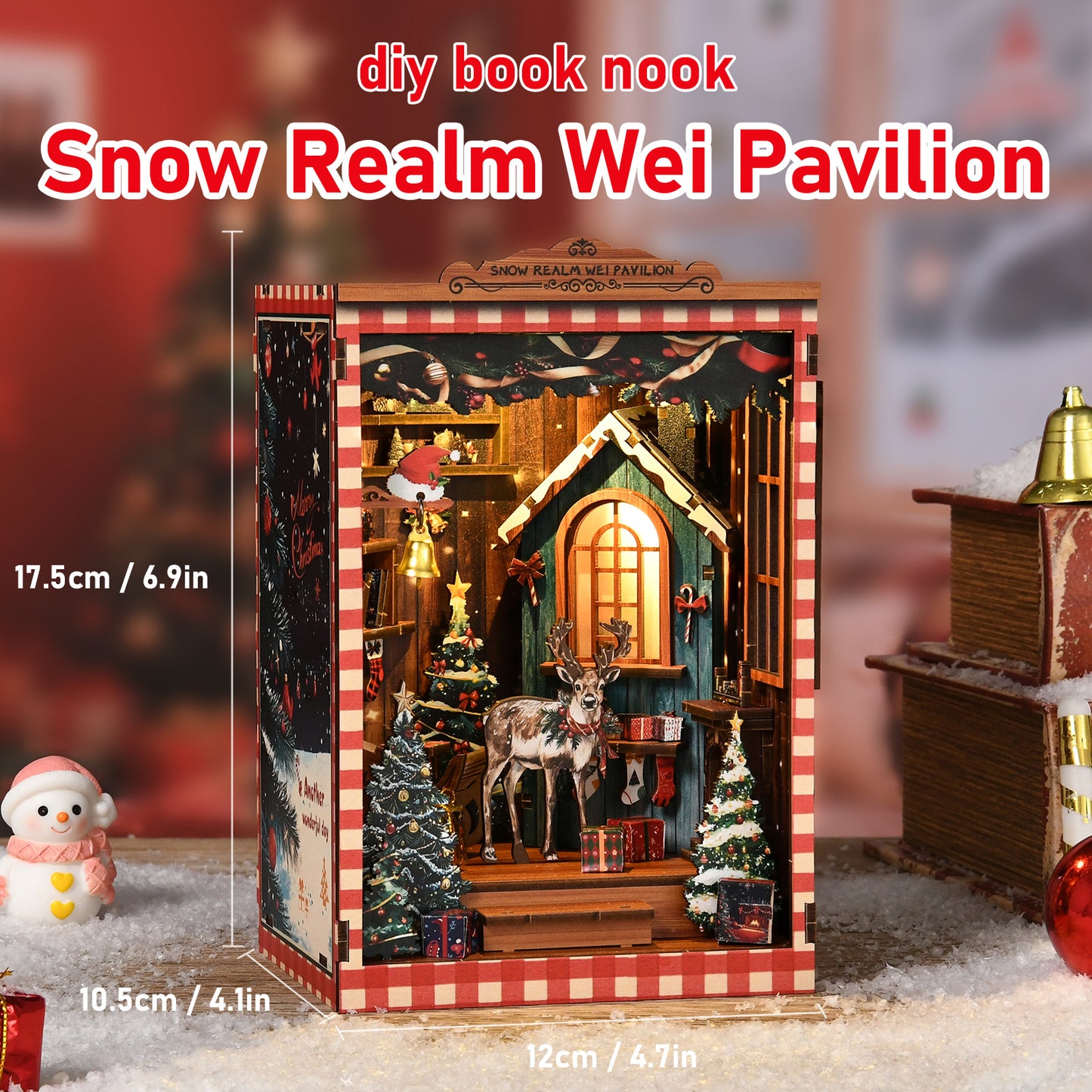 TJWFUNFUN Tiny Havens Collection – Snow Realm Wei Pavilion DIY Mini House Booknook, 161 PCS, Difficulty ★★