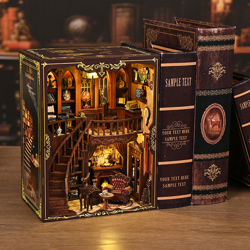 TJWFUNFUN DIY Miniature House – Ancient Study Book Nook Kit, 333 PCS, Difficulty: ★★★, LED Ambient Light, Creative Craft for Teens & Adults