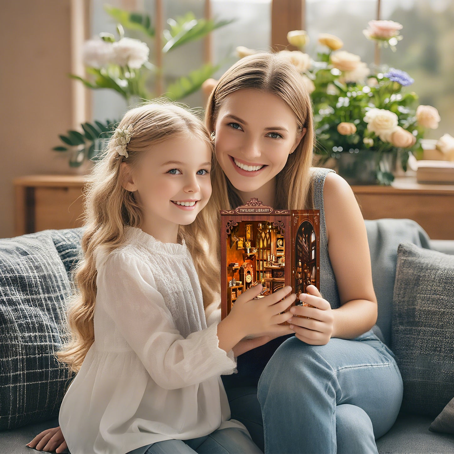 TJWFUNFUN Tiny Havens Collection – Twilight Library DIY Mini House Booknook, 194 PCS, Difficulty ★★★