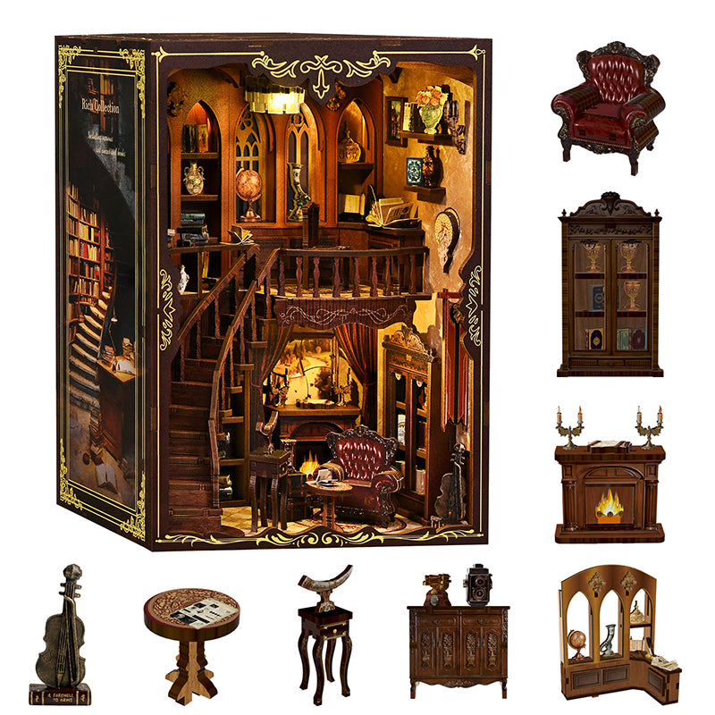 TJWFUNFUN DIY Miniature House – Ancient Study Book Nook Kit, 333 PCS, Difficulty: ★★★, LED Ambient Light, Creative Craft for Teens & Adults