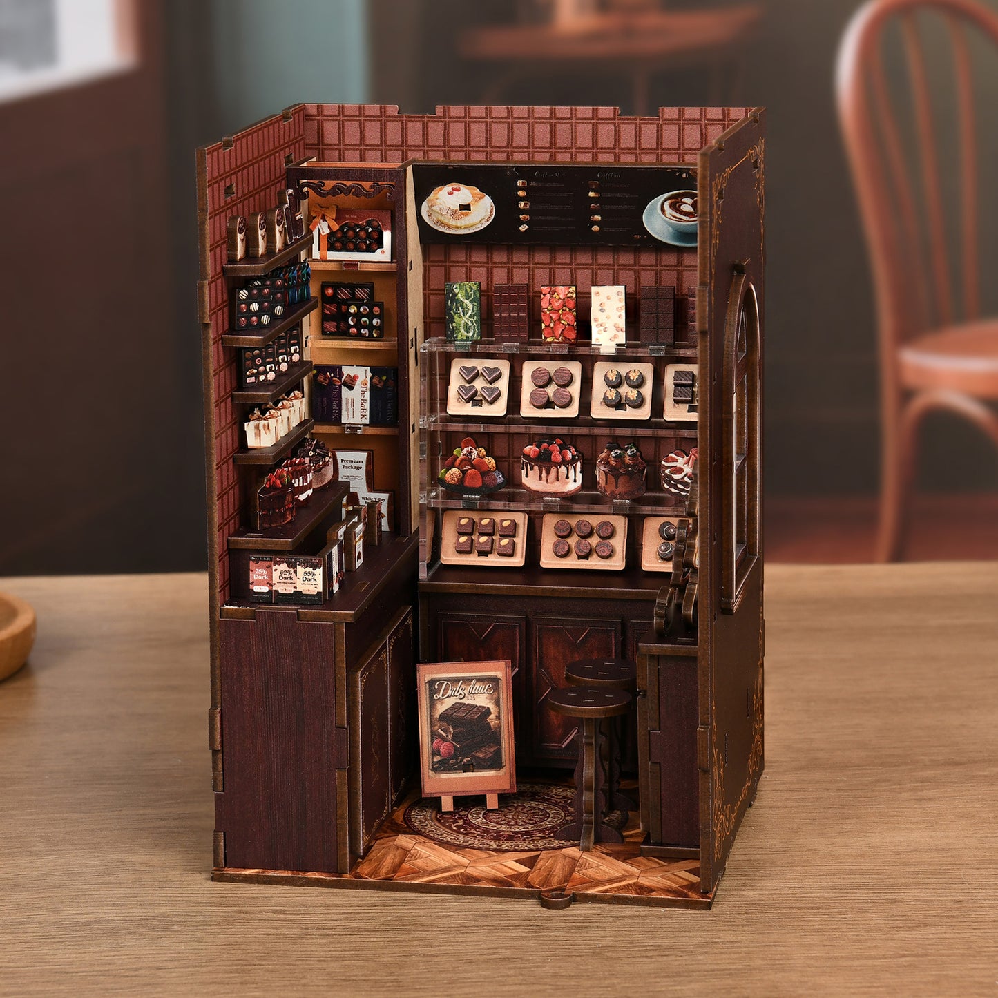 TJWFUNFUN Tiny Havens Collection – Sweet Chapter DIY Book Nook with LED Light, 189 PCS, Difficulty ★★★