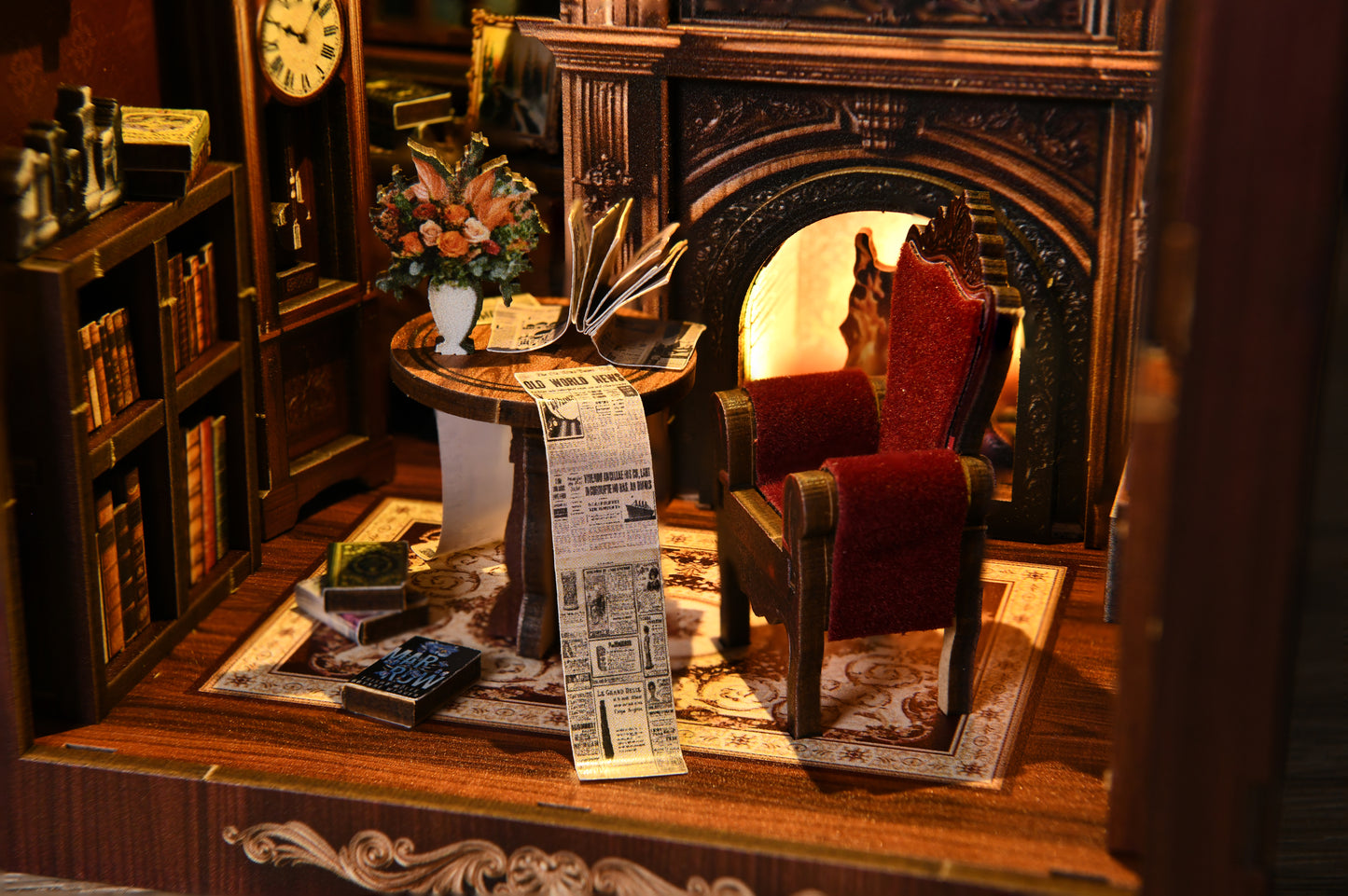 TJWFUNFUN Tiny Havens Collection – Twilight Library DIY Mini House Booknook, 194 PCS, Difficulty ★★★