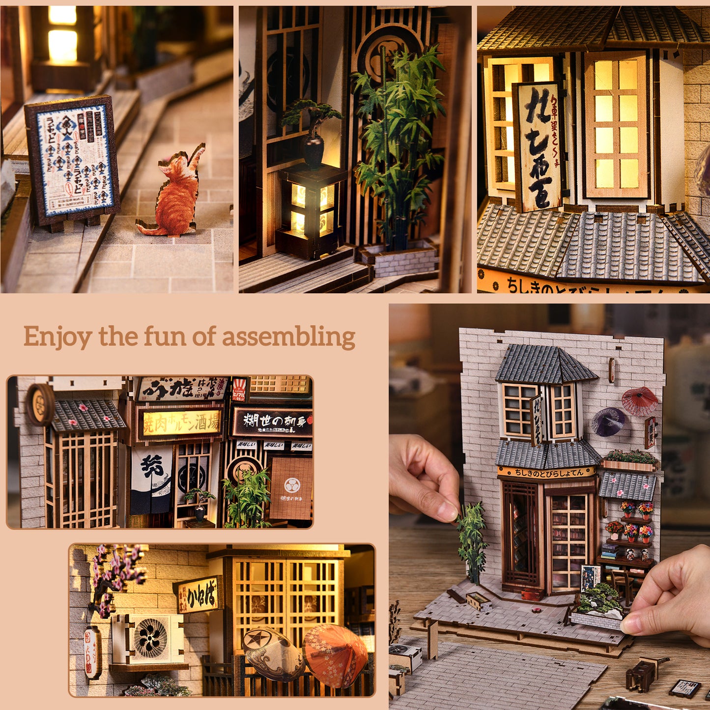TJWFUNFUN Whispers of Stories Collection – The Alley Waiting for the Cat DIY Mini House Booknook, 280 PCS, Difficulty ★★★★