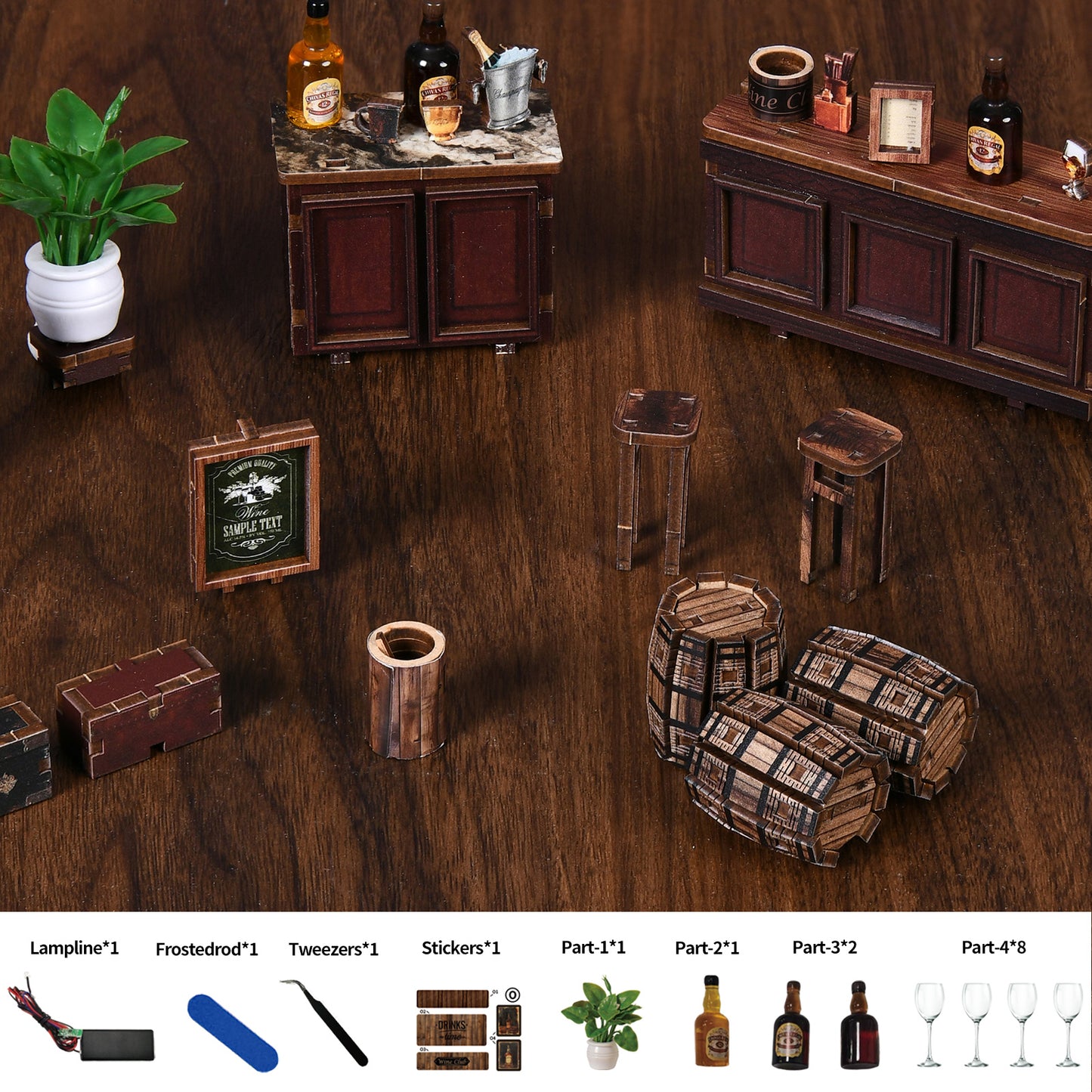 TJWFUNFUN DIY Miniature House – Corner Tavern Book Nook Kit, 327 PCS, difficulty: ★★★, LED Ambient Night Light, Creative Craft for Teens & Adults