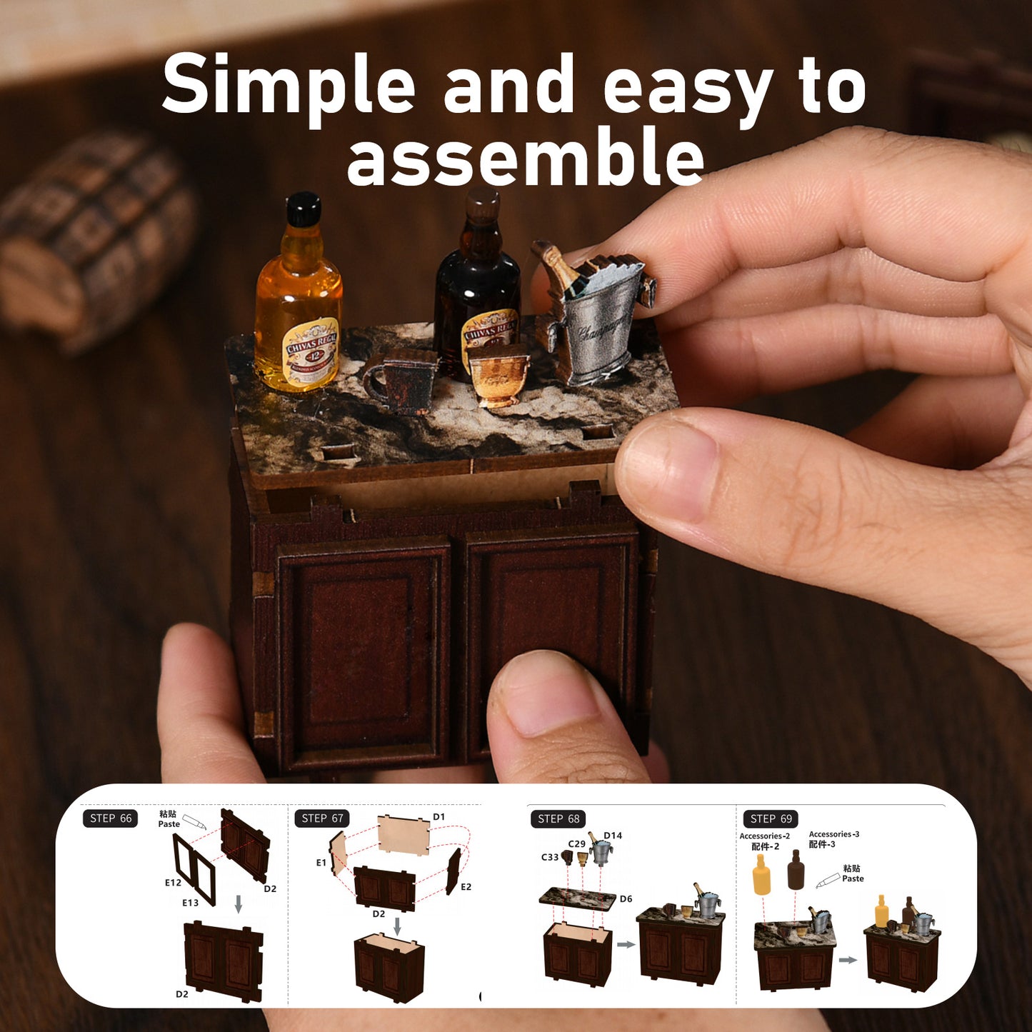 TJWFUNFUN DIY Miniature House – Corner Tavern Book Nook Kit, 327 PCS, difficulty: ★★★, LED Ambient Night Light, Creative Craft for Teens & Adults