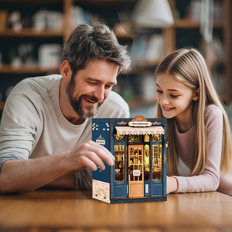 TJWFUNFUN DIY Miniature House – Pergola Reading Room Book Nook Kit, 255 PCS, Difficulty: ★★★, LED Touch Light, Creative Craft for Teens & Adults