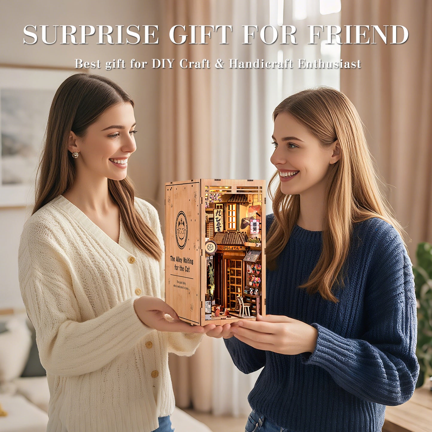 TJWFUNFUN Whispers of Stories Collection – The Alley Waiting for the Cat DIY Mini House Booknook, 280 PCS, Difficulty ★★★★