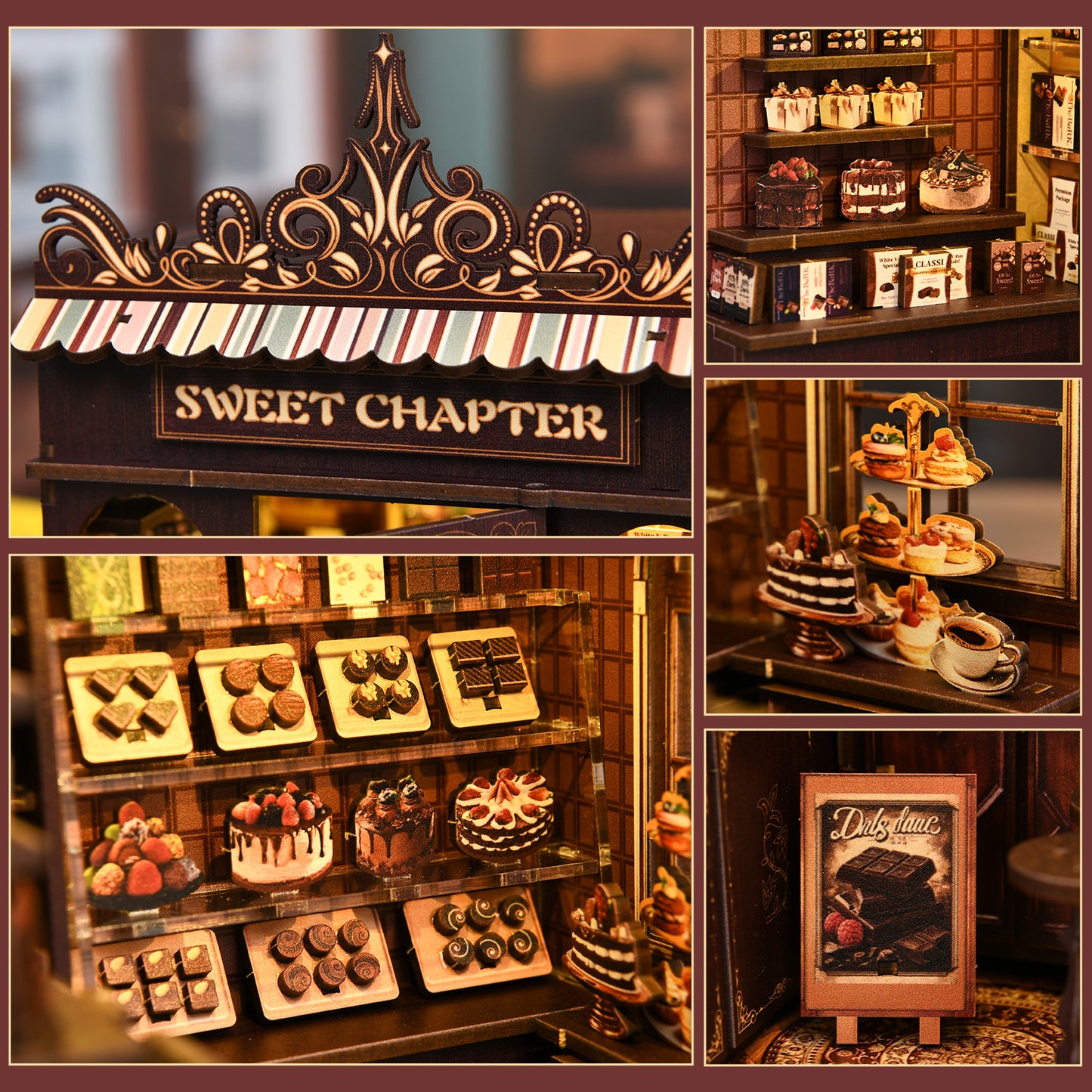 TJWFUNFUN Tiny Havens Collection – Sweet Chapter DIY Book Nook with LED Light, 189 PCS, Difficulty ★★★