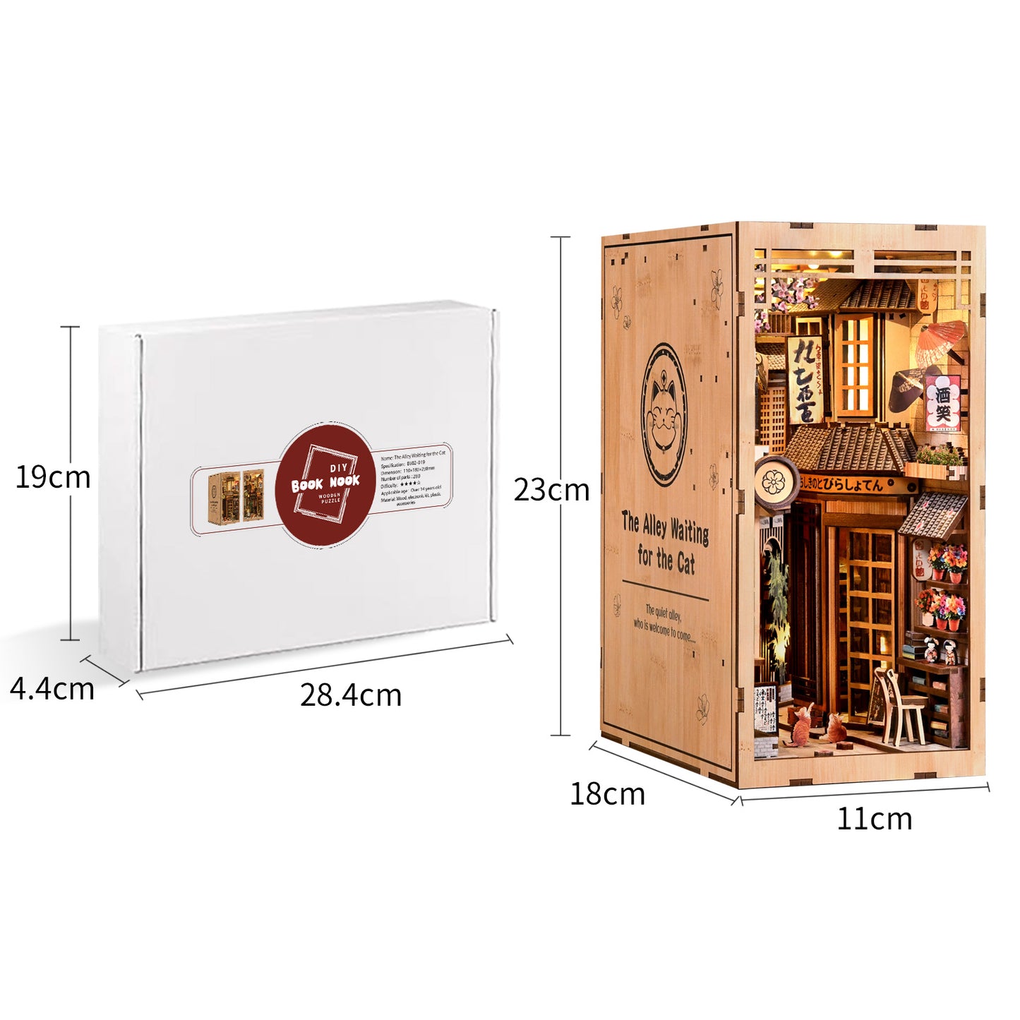 TJWFUNFUN Whispers of Stories Collection – The Alley Waiting for the Cat DIY Mini House Booknook, 280 PCS, Difficulty ★★★★