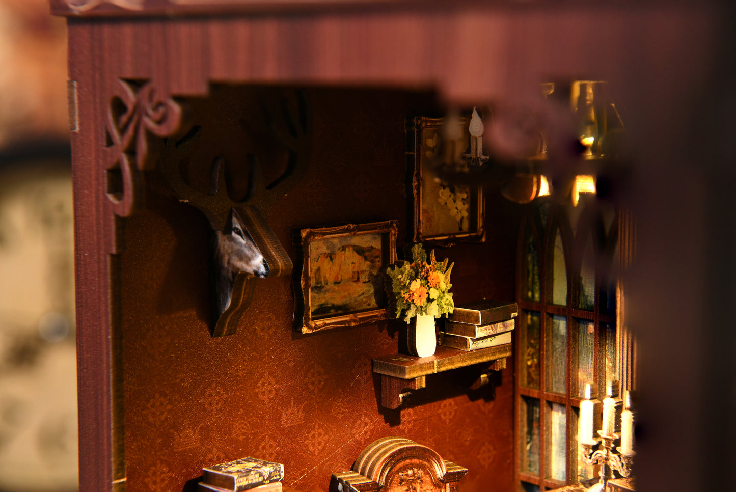 TJWFUNFUN Tiny Havens Collection – Twilight Library DIY Mini House Booknook, 194 PCS, Difficulty ★★★