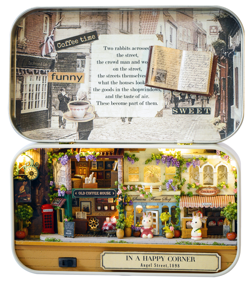 In a Happy Corner Box Theatre – Nostalgic Street Miniature Kit | DIY Handcrafted Scene by TJWFUNFUN