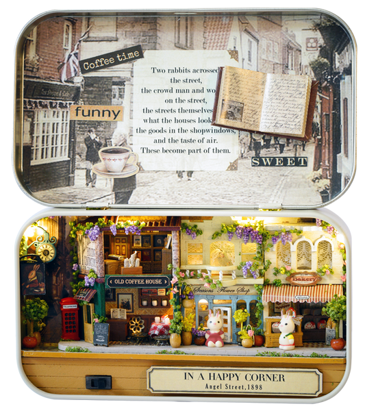 In a Happy Corner Box Theatre – Nostalgic Street Miniature Kit | DIY Handcrafted Scene by TJWFUNFUN