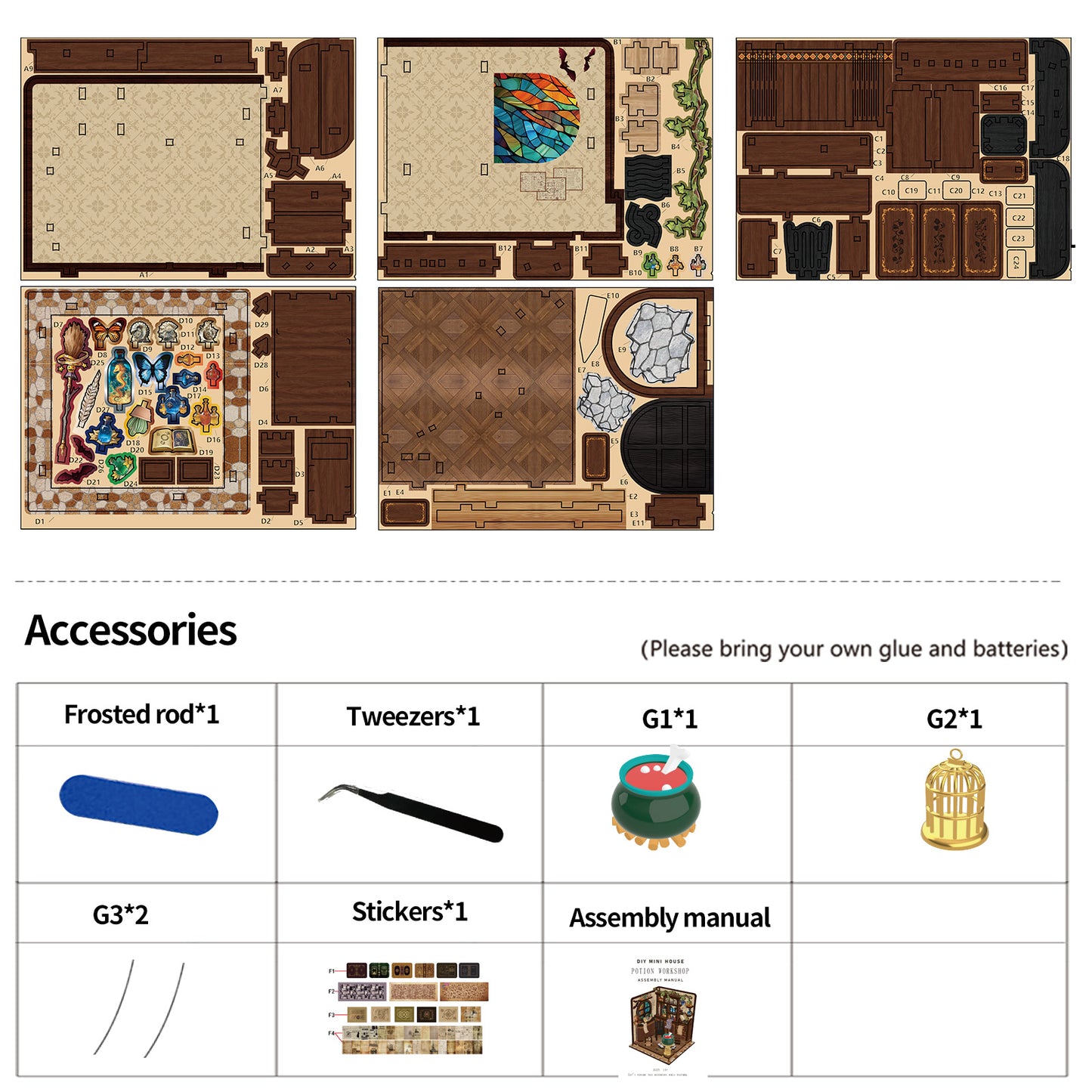 TJWFUNFUN Tiny Havens Collection – Alchemy Master DIY Mini House, 92 PCS, Difficulty ★