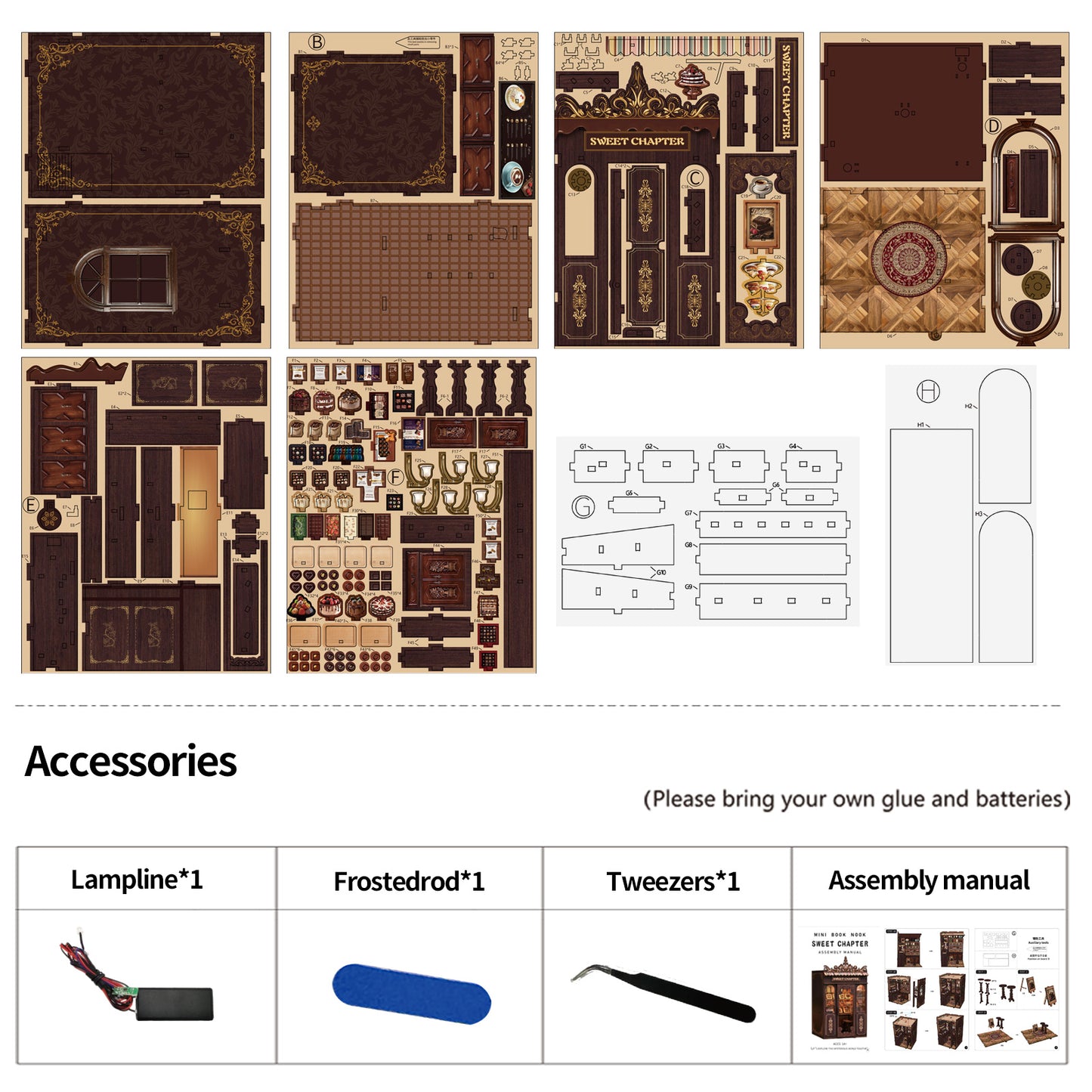 TJWFUNFUN Tiny Havens Collection – Sweet Chapter DIY Book Nook with LED Light, 189 PCS, Difficulty ★★★