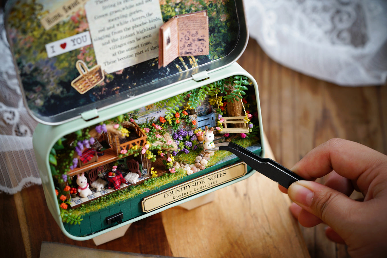 Countryside Notes Box Theatre – Garden Diary Miniature Kit | DIY Handcrafted Scene by TJWFUNFUN