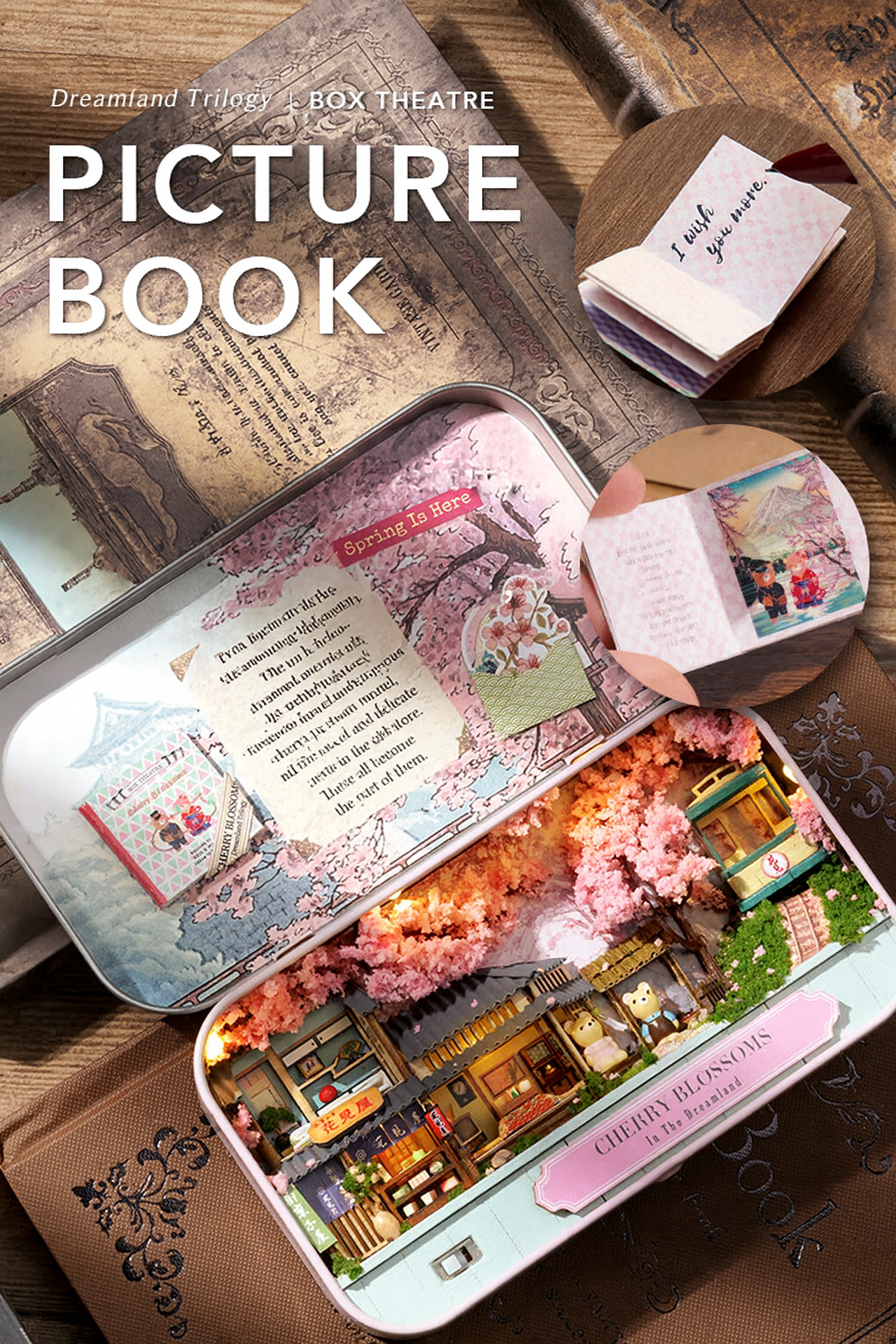 Cherry Blossoms Box Theatre – Dreamland Trilogy Miniature Kit | DIY Handcrafted Scene by TJWFUNFUN