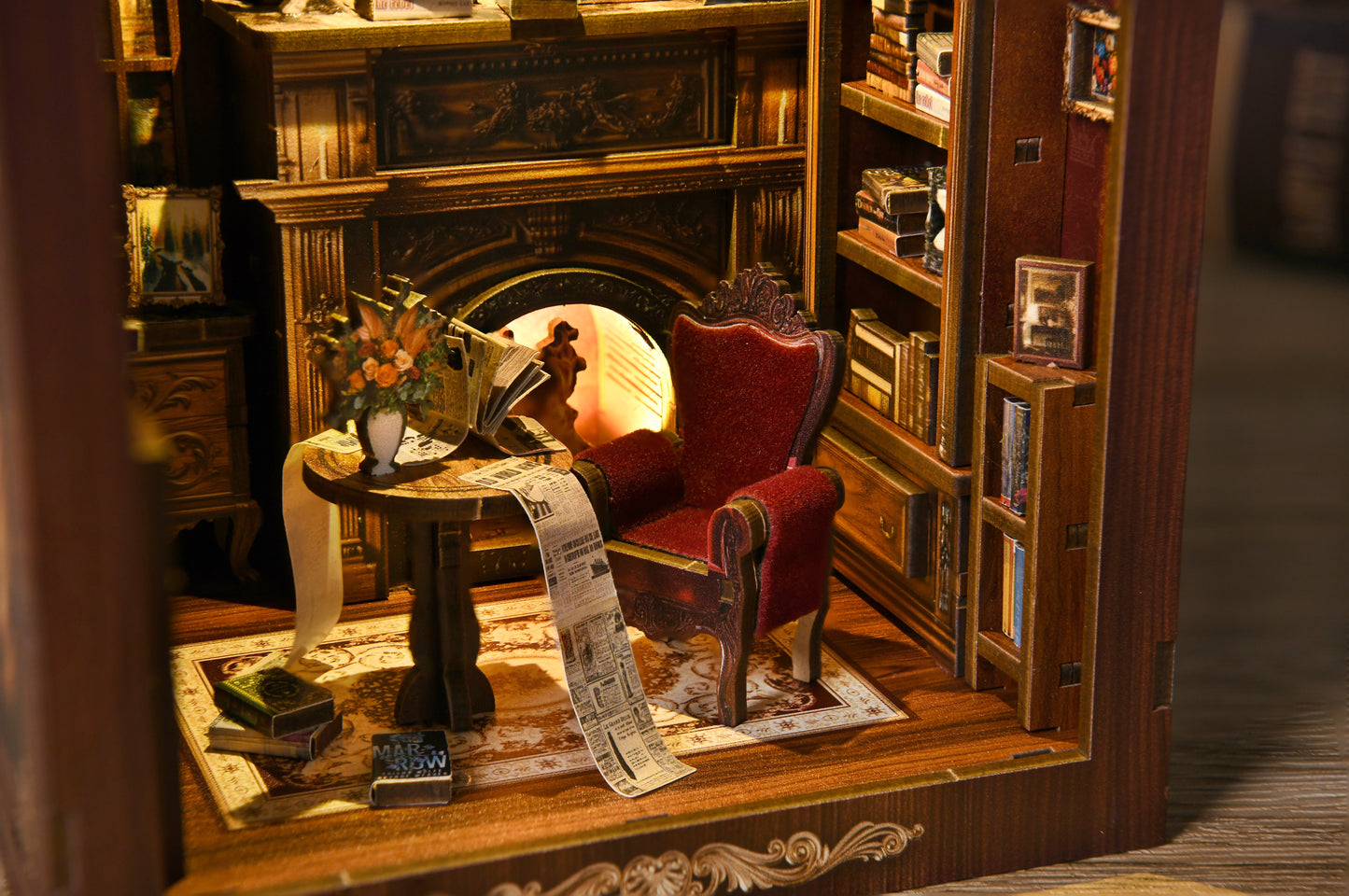 TJWFUNFUN Tiny Havens Collection – Twilight Library DIY Mini House Booknook, 194 PCS, Difficulty ★★★